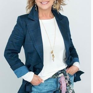 Cabi Blue Check Blazer Size 8 NWT